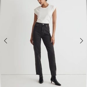 Madewell Perfect Vintage Straight Jean Lunar Wash Raw Hem